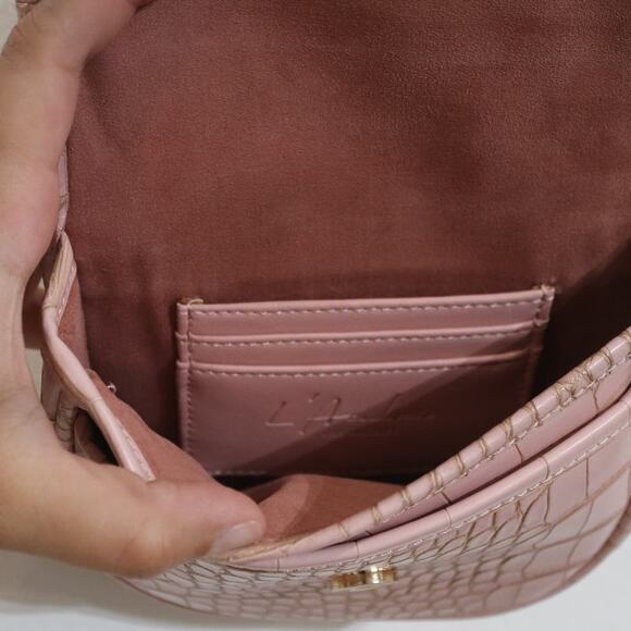 L’Academie Blush Pink Tavi Mini Croc-Embossed Leather CrossBody Bag - Picture 6 of 11